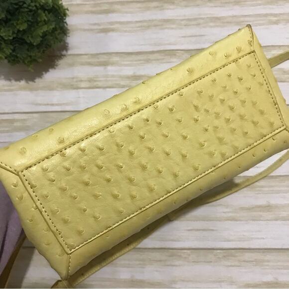 Crossi Yellow Textured Structured Crossbody Shoulder Bag Purse Vintage Style - Picture 8 of 10